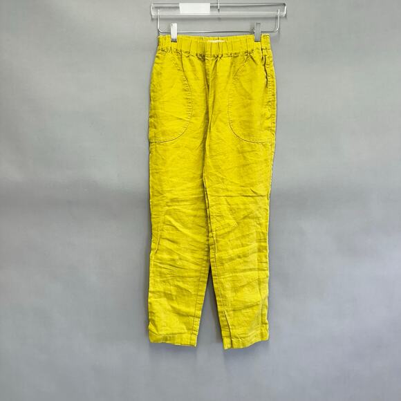 Not Perfect Linen Genova tapered linen Pants Chartreuse size small - Picture 11 of 13
